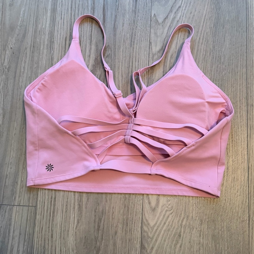 Athleta Pink Strappy Longline Sports Bra